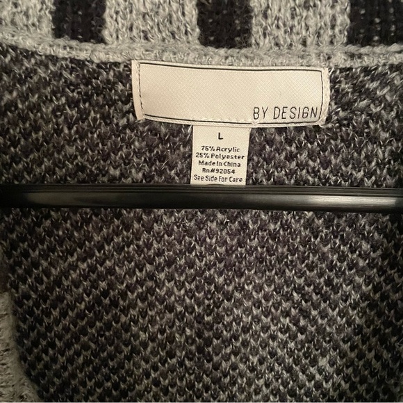 By Design Plaid Gray open front cardigan with pockets size Large - Picture 3 of 7